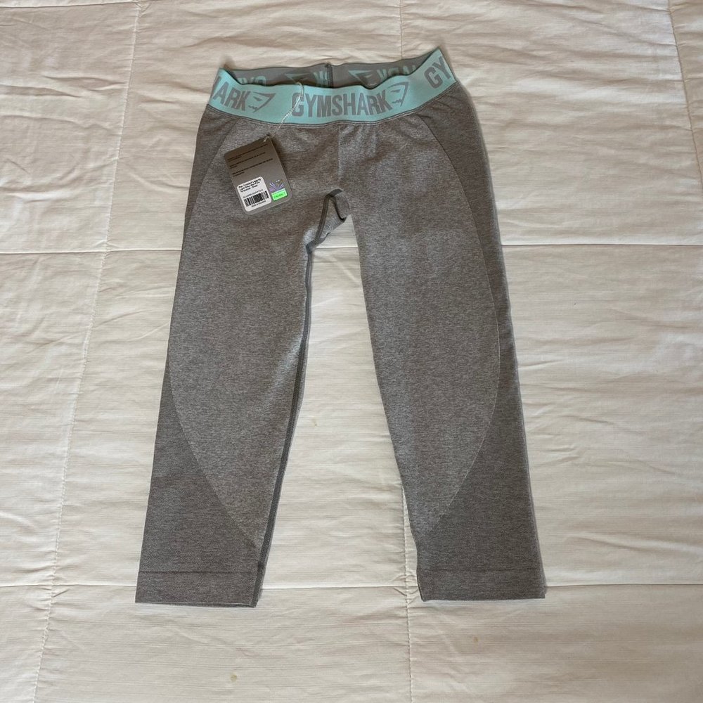 Gymshark Flex Crop Leggings Light Grey/Mint S NWT